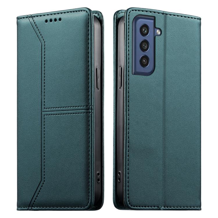 Stitched Line Magnetic RFID Vegan Leather Phone Case, For Samsung Galaxy S22+ 5G, For Samsung Galaxy S22 5G, For Samsung Galaxy S21 FE 5G, For Samsung Galaxy S21 5G, For Samsung Galaxy S21+ 5G, For Samsung Galaxy S21 Ultra 5G, For Samsung Galaxy S20 Ul...
