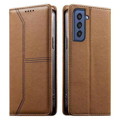 Stitched Line Magnetic RFID Vegan Leather Phone Case, For Samsung Galaxy S22+ 5G, For Samsung Galaxy S22 5G, For Samsung Galaxy S21 FE 5G, For Samsung Galaxy S21 5G, For Samsung Galaxy S21+ 5G, For Samsung Galaxy S21 Ultra 5G, For Samsung Galaxy S20 Ul...