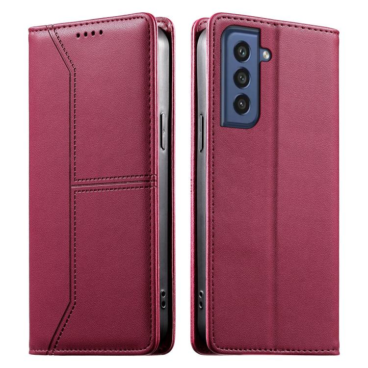 Stitched Line Magnetic RFID Vegan Leather Phone Case, For Samsung Galaxy S22+ 5G, For Samsung Galaxy S22 5G, For Samsung Galaxy S21 FE 5G, For Samsung Galaxy S21 5G, For Samsung Galaxy S21+ 5G, For Samsung Galaxy S21 Ultra 5G, For Samsung Galaxy S20 Ul...