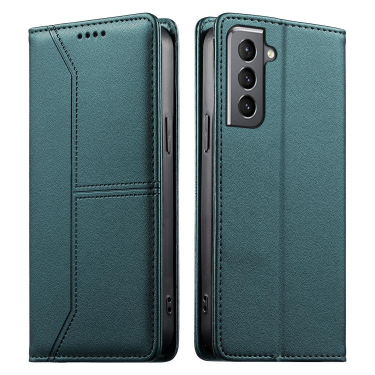 Stitched Line Magnetic RFID Vegan Leather Phone Case, For Samsung Galaxy S22+ 5G, For Samsung Galaxy S22 5G, For Samsung Galaxy S21 FE 5G, For Samsung Galaxy S21 5G, For Samsung Galaxy S21+ 5G, For Samsung Galaxy S21 Ultra 5G, For Samsung Galaxy S20 Ul...
