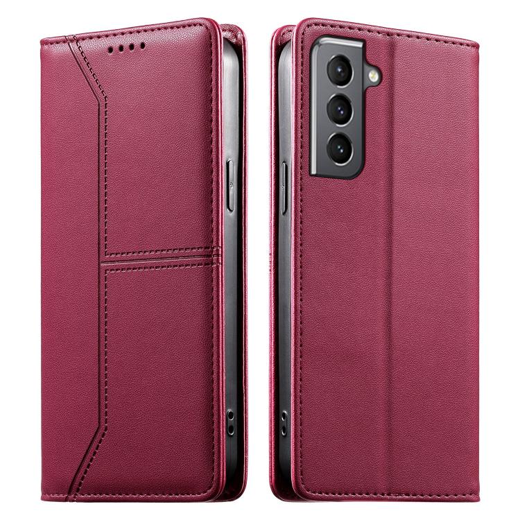 Stitched Line Magnetic RFID Vegan Leather Phone Case, For Samsung Galaxy S22+ 5G, For Samsung Galaxy S22 5G, For Samsung Galaxy S21 FE 5G, For Samsung Galaxy S21 5G, For Samsung Galaxy S21+ 5G, For Samsung Galaxy S21 Ultra 5G, For Samsung Galaxy S20 Ul...