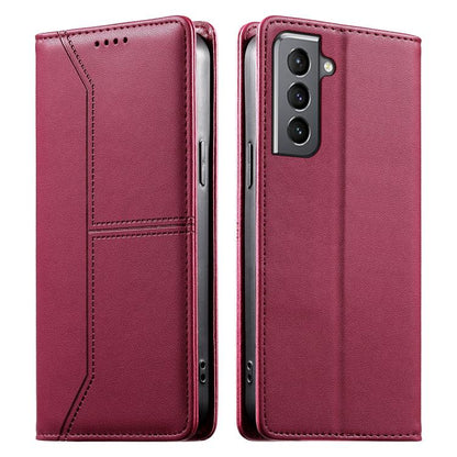 Stitched Line Magnetic RFID Vegan Leather Phone Case, For Samsung Galaxy S22+ 5G, For Samsung Galaxy S22 5G, For Samsung Galaxy S21 FE 5G, For Samsung Galaxy S21 5G, For Samsung Galaxy S21+ 5G, For Samsung Galaxy S21 Ultra 5G, For Samsung Galaxy S20 Ul...