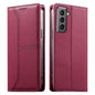 Stitched Line Magnetic RFID Vegan Leather Phone Case, For Samsung Galaxy S22+ 5G, For Samsung Galaxy S22 5G, For Samsung Galaxy S21 FE 5G, For Samsung Galaxy S21 5G, For Samsung Galaxy S21+ 5G, For Samsung Galaxy S21 Ultra 5G, For Samsung Galaxy S20 Ul...