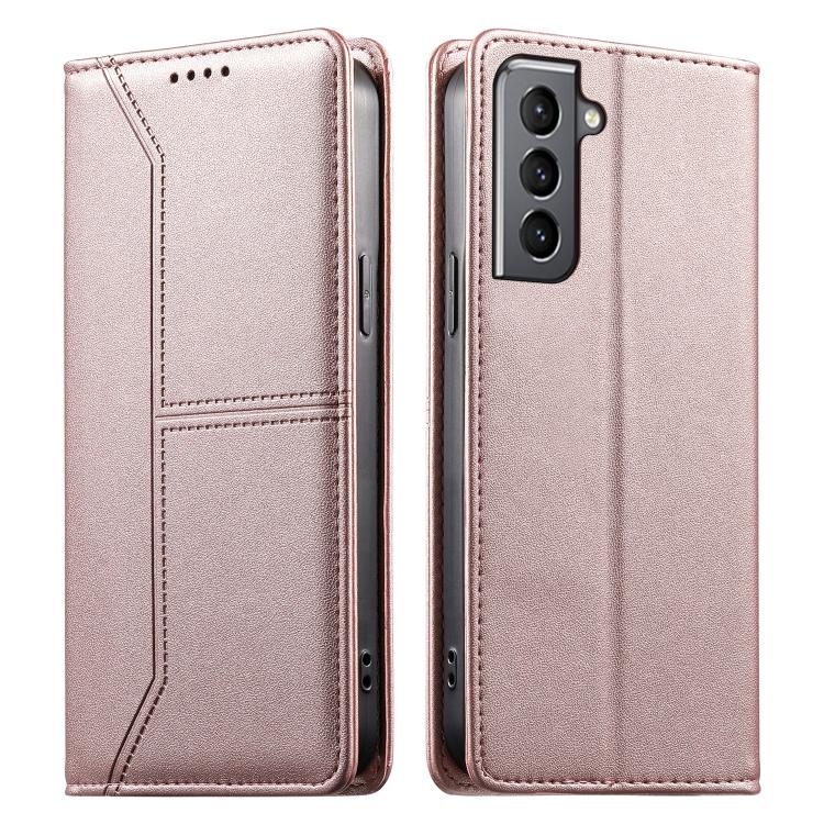 Stitched Line Magnetic RFID Vegan Leather Phone Case, For Samsung Galaxy S22+ 5G, For Samsung Galaxy S22 5G, For Samsung Galaxy S21 FE 5G, For Samsung Galaxy S21 5G, For Samsung Galaxy S21+ 5G, For Samsung Galaxy S21 Ultra 5G, For Samsung Galaxy S20 Ul...