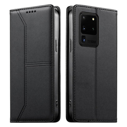 Stitched Line Magnetic RFID Vegan Leather Phone Case, For Samsung Galaxy S22+ 5G, For Samsung Galaxy S22 5G, For Samsung Galaxy S21 FE 5G, For Samsung Galaxy S21 5G, For Samsung Galaxy S21+ 5G, For Samsung Galaxy S21 Ultra 5G, For Samsung Galaxy S20 Ul...