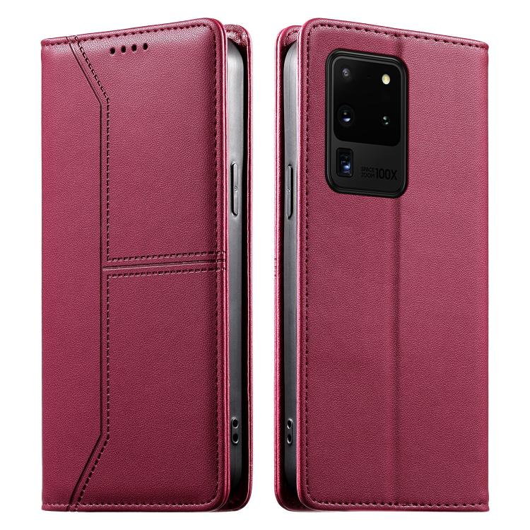 Stitched Line Magnetic RFID Vegan Leather Phone Case, For Samsung Galaxy S22+ 5G, For Samsung Galaxy S22 5G, For Samsung Galaxy S21 FE 5G, For Samsung Galaxy S21 5G, For Samsung Galaxy S21+ 5G, For Samsung Galaxy S21 Ultra 5G, For Samsung Galaxy S20 Ul...