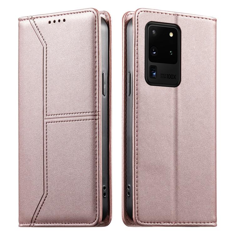 Stitched Line Magnetic RFID Vegan Leather Phone Case, For Samsung Galaxy S22+ 5G, For Samsung Galaxy S22 5G, For Samsung Galaxy S21 FE 5G, For Samsung Galaxy S21 5G, For Samsung Galaxy S21+ 5G, For Samsung Galaxy S21 Ultra 5G, For Samsung Galaxy S20 Ul...