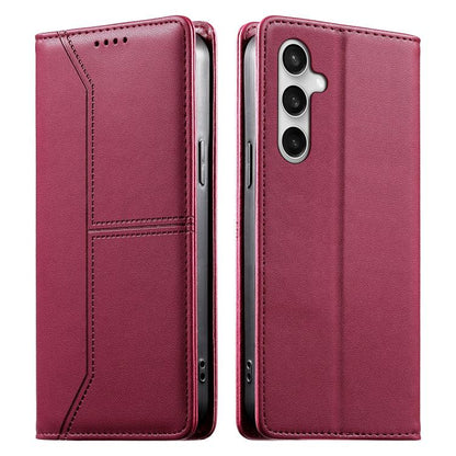 Stitched Line Magnetic RFID Vegan Leather Phone Case, For Galaxy S26 FE 5G, For Samsung Galaxy S26+ 5G, For Samsung Galaxy S26 Edge 5G, For Samsung Galaxy S26 Ultra 5G, For Samsung Galaxy S26 5G, For Samsung Galaxy S25 FE 5G                            ...