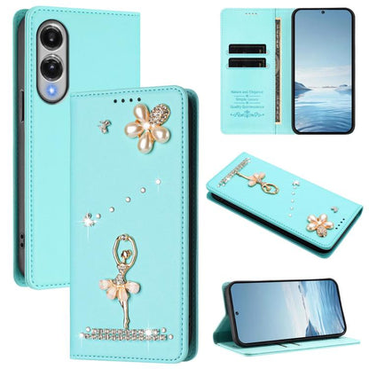 Ballet Girl Diamond Studded RFID Vegan Leather Phone Case, For Samsung Galaxy S26+ 5G, For Samsung Galaxy S26 Edge 5G, For Samsung Galaxy S26 Ultra 5G, For Samsung Galaxy S26 5G, For Samsung Galaxy S25 FE 5G, For Samsung Galaxy S25 Edge 5G