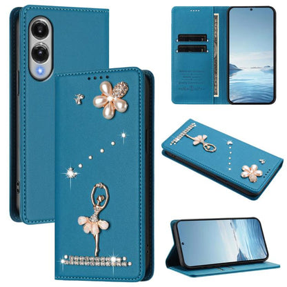 Ballet Girl Diamond Studded RFID Vegan Leather Phone Case, For Samsung Galaxy S26+ 5G, For Samsung Galaxy S26 Edge 5G, For Samsung Galaxy S26 Ultra 5G, For Samsung Galaxy S26 5G, For Samsung Galaxy S25 FE 5G, For Samsung Galaxy S25 Edge 5G