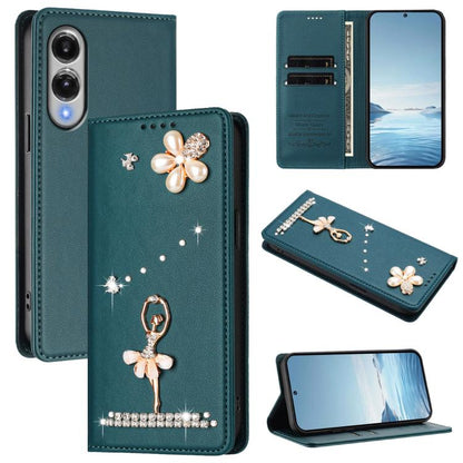 Ballet Girl Diamond Studded RFID Vegan Leather Phone Case, For Samsung Galaxy S26+ 5G, For Samsung Galaxy S26 Edge 5G, For Samsung Galaxy S26 Ultra 5G, For Samsung Galaxy S26 5G, For Samsung Galaxy S25 FE 5G, For Samsung Galaxy S25 Edge 5G