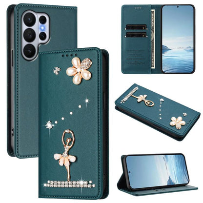 Ballet Girl Diamond Studded RFID Vegan Leather Phone Case, For Samsung Galaxy S26+ 5G, For Samsung Galaxy S26 Edge 5G, For Samsung Galaxy S26 Ultra 5G, For Samsung Galaxy S26 5G, For Samsung Galaxy S25 FE 5G, For Samsung Galaxy S25 Edge 5G