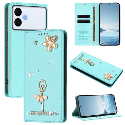 Ballet Girl Diamond Studded RFID Vegan Leather Phone Case, For Samsung Galaxy S26+ 5G, For Samsung Galaxy S26 Edge 5G, For Samsung Galaxy S26 Ultra 5G, For Samsung Galaxy S26 5G, For Samsung Galaxy S25 FE 5G, For Samsung Galaxy S25 Edge 5G