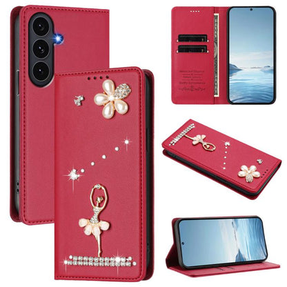 Ballet Girl Diamond Studded RFID Vegan Leather Phone Case, For Samsung Galaxy S26+ 5G, For Samsung Galaxy S26 Edge 5G, For Samsung Galaxy S26 Ultra 5G, For Samsung Galaxy S26 5G, For Samsung Galaxy S25 FE 5G, For Samsung Galaxy S25 Edge 5G