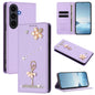 Ballet Girl Diamond Studded RFID Vegan Leather Phone Case, For Samsung Galaxy S26+ 5G, For Samsung Galaxy S26 Edge 5G, For Samsung Galaxy S26 Ultra 5G, For Samsung Galaxy S26 5G, For Samsung Galaxy S25 FE 5G, For Samsung Galaxy S25 Edge 5G