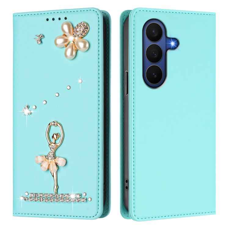 Ballet Girl Diamond Studded RFID Vegan Leather Phone Case, For Samsung Galaxy Z Fold7 5G