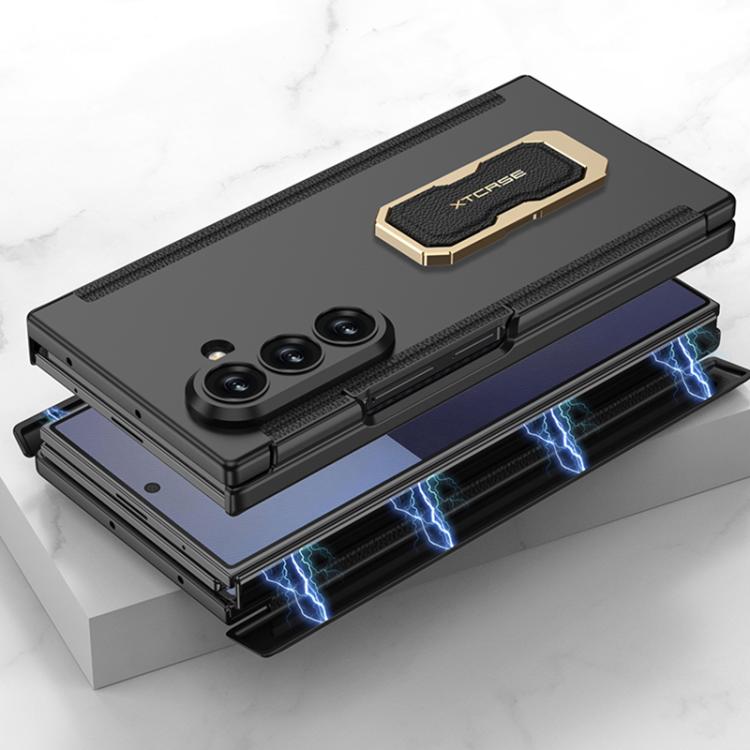 GKK Double Magnetic Hinge Folding Full Coverage Phone Case with Supercar Wristband Rotating Holder, For Samsung Galaxy Z TriFold