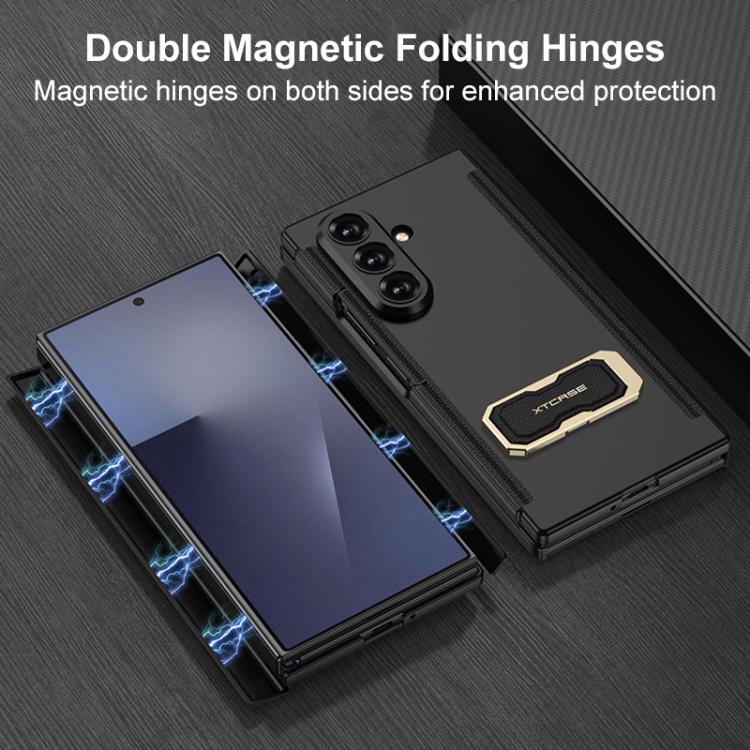 GKK Double Magnetic Hinge Folding Full Coverage Phone Case with Supercar Wristband Rotating Holder, For Samsung Galaxy Z TriFold