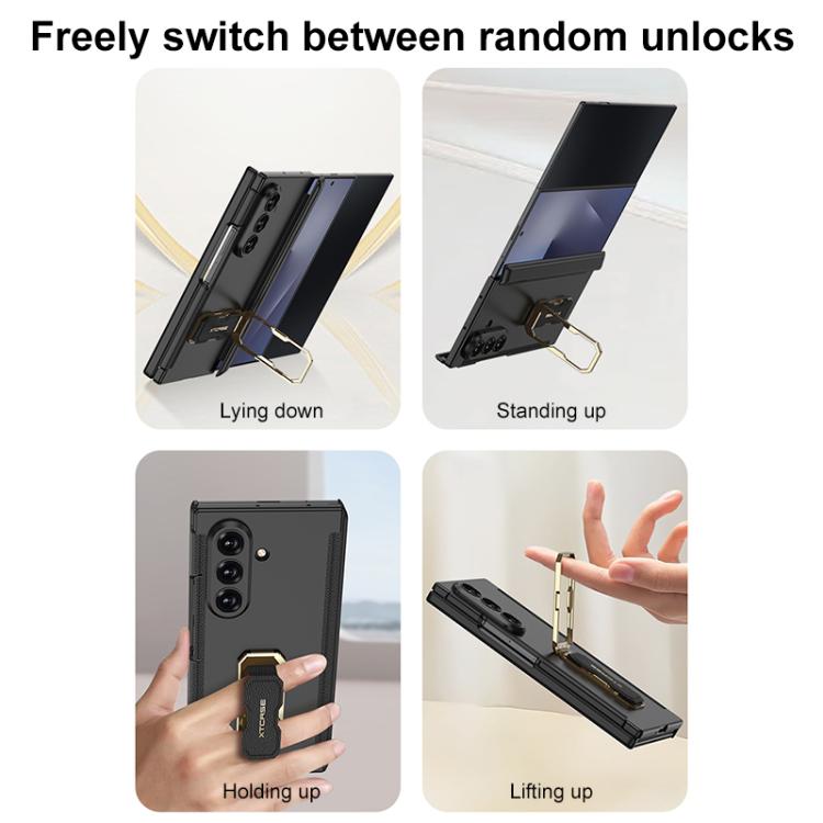 GKK Double Magnetic Hinge Folding Full Coverage Phone Case with Supercar Wristband Rotating Holder, For Samsung Galaxy Z TriFold