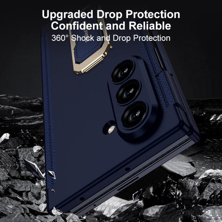 GKK Double Magnetic Hinge Folding Full Coverage Phone Case with Supercar Wristband Rotating Holder, For Samsung Galaxy Z TriFold