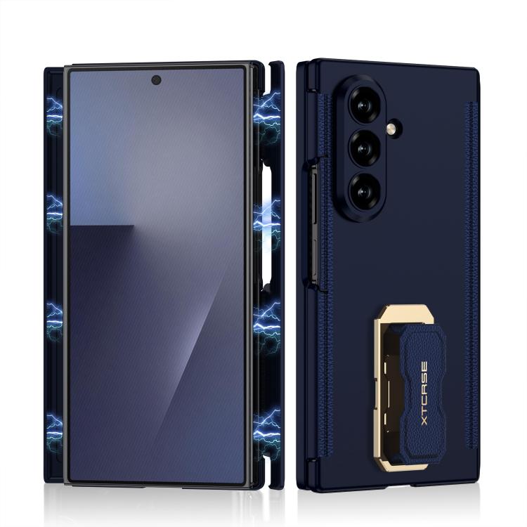 GKK Double Magnetic Hinge Folding Full Coverage Phone Case with Supercar Wristband Rotating Holder, For Samsung Galaxy Z TriFold