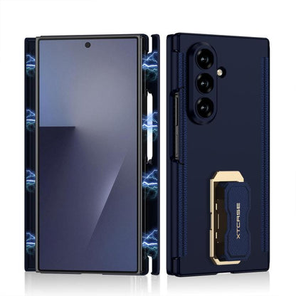 GKK Double Magnetic Hinge Folding Full Coverage Phone Case with Supercar Wristband Rotating Holder, For Samsung Galaxy Z TriFold