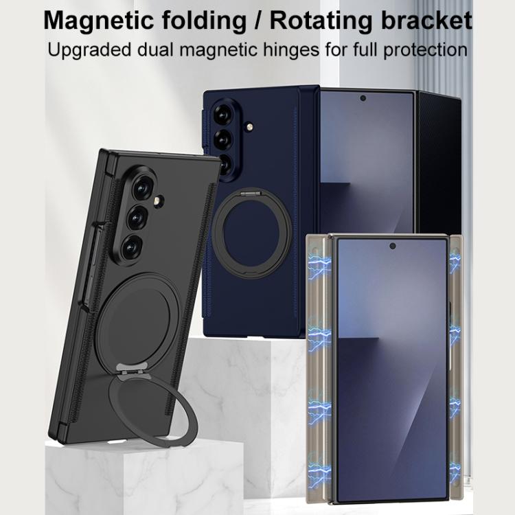 GKK Double Magnetic Hinge Folding Full Coverage Phone Case with Magnetic Rotating Holder, For Samsung Galaxy Z TriFold