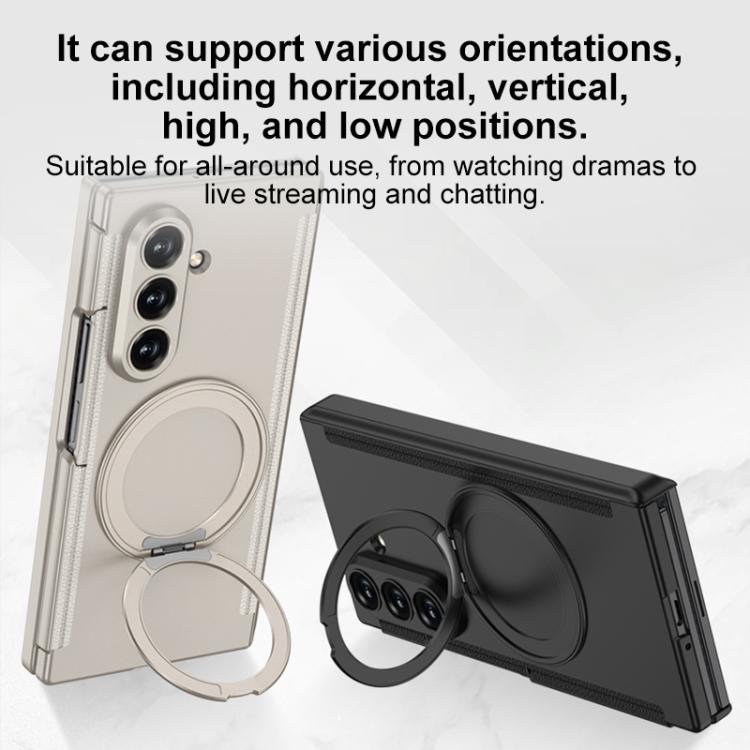 GKK Double Magnetic Hinge Folding Full Coverage Phone Case with Magnetic Rotating Holder, For Samsung Galaxy Z TriFold
