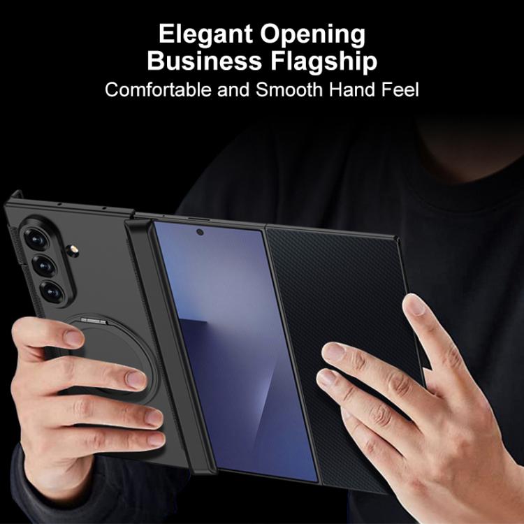 GKK Double Magnetic Hinge Folding Full Coverage Phone Case with Magnetic Rotating Holder, For Samsung Galaxy Z TriFold