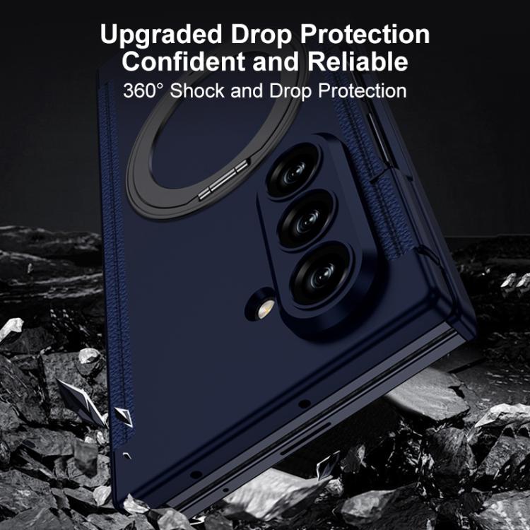 GKK Double Magnetic Hinge Folding Full Coverage Phone Case with Magnetic Rotating Holder, For Samsung Galaxy Z TriFold