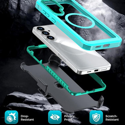 Acrylic Full Coverage Magnetic Phone Case with Back Clip, For Samsung Galaxy S26+ 5G, For Samsung Galaxy S26 Ultra 5G, For Samsung Galaxy S26 5G, For Samsung Galaxy S25 5G / S24 5G, For Samsung Galaxy S25+ 5G / S24+ 5G, For Samsung Galaxy S25 Ultra 5G