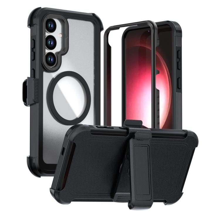 Acrylic Full Coverage Magnetic Phone Case with Back Clip, For Samsung Galaxy S26+ 5G, For Samsung Galaxy S26 Ultra 5G, For Samsung Galaxy S26 5G, For Samsung Galaxy S25 5G / S24 5G, For Samsung Galaxy S25+ 5G / S24+ 5G, For Samsung Galaxy S25 Ultra 5G