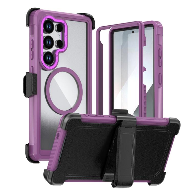 Acrylic Full Coverage Magnetic Phone Case with Back Clip, For Samsung Galaxy S26+ 5G, For Samsung Galaxy S26 Ultra 5G, For Samsung Galaxy S26 5G, For Samsung Galaxy S25 5G / S24 5G, For Samsung Galaxy S25+ 5G / S24+ 5G, For Samsung Galaxy S25 Ultra 5G