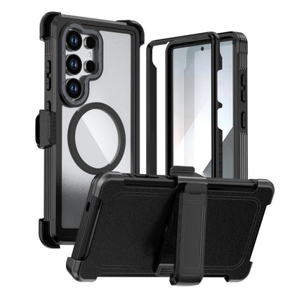 Acrylic Full Coverage Magnetic Phone Case with Back Clip, For Samsung Galaxy S24 FE 5G, For Samsung Galaxy S24 Ultra 5G