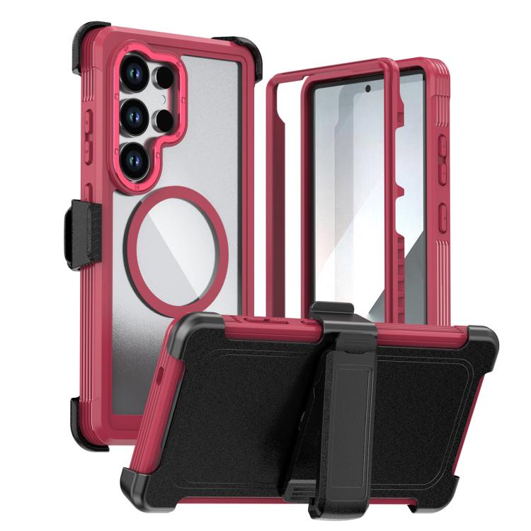 Acrylic Full Coverage Magnetic Phone Case with Back Clip, For Samsung Galaxy S24 FE 5G, For Samsung Galaxy S24 Ultra 5G