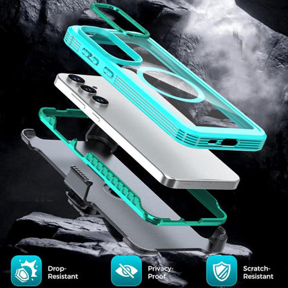 Acrylic Full Coverage Magnetic Phone Case with Back Clip, For Samsung Galaxy S24 FE 5G, For Samsung Galaxy S24 Ultra 5G