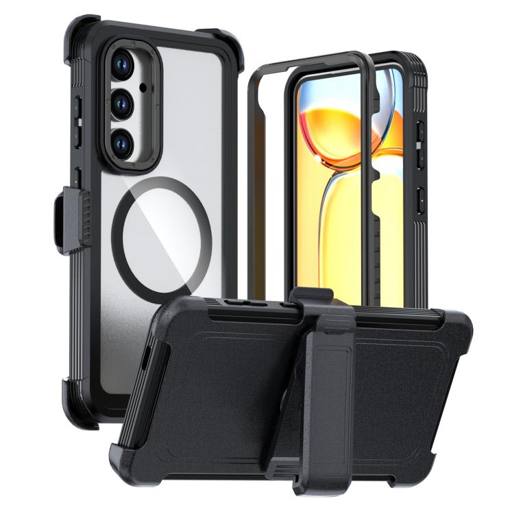 Acrylic Full Coverage Magnetic Phone Case with Back Clip, For Samsung Galaxy S24 FE 5G, For Samsung Galaxy S24 Ultra 5G