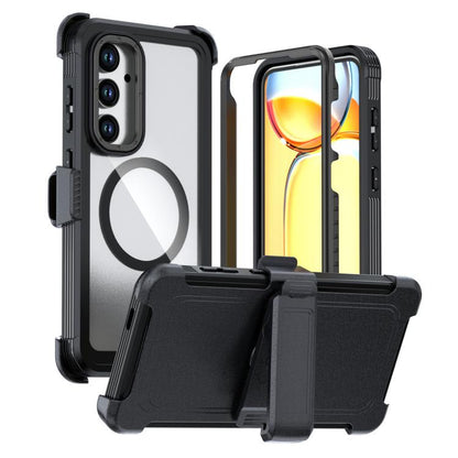 Acrylic Full Coverage Magnetic Phone Case with Back Clip, For Samsung Galaxy S24 FE 5G, For Samsung Galaxy S24 Ultra 5G