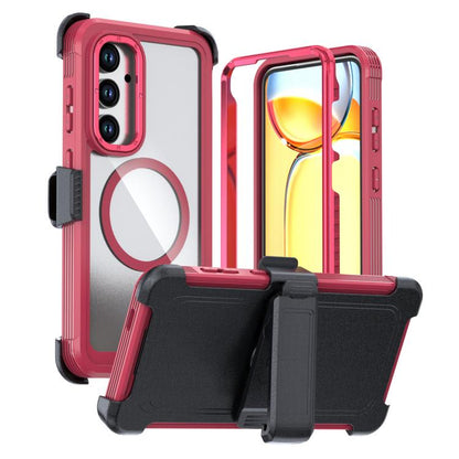 Acrylic Full Coverage Magnetic Phone Case with Back Clip, For Samsung Galaxy S24 FE 5G, For Samsung Galaxy S24 Ultra 5G