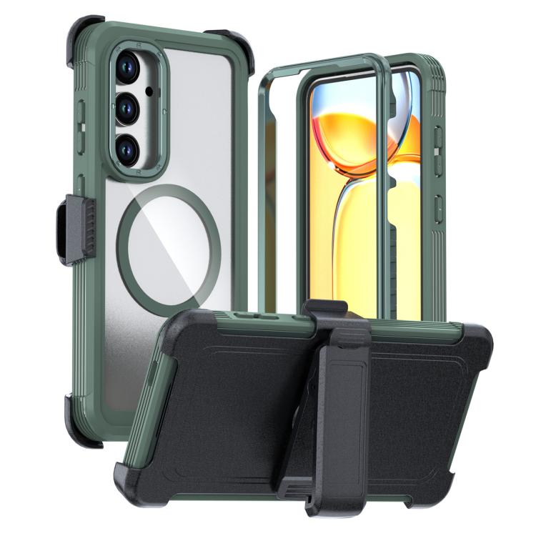 Acrylic Full Coverage Magnetic Phone Case with Back Clip, For Samsung Galaxy S24 FE 5G, For Samsung Galaxy S24 Ultra 5G