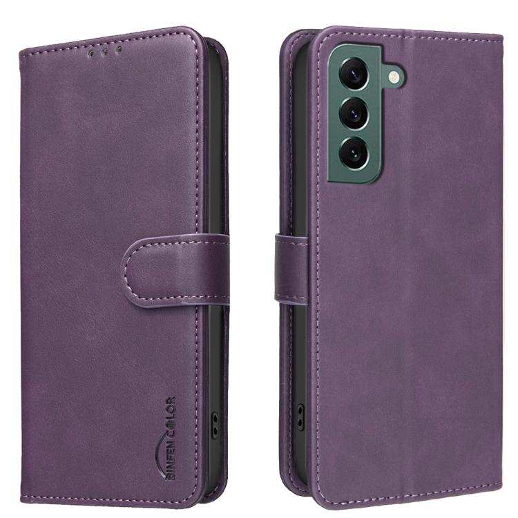 Solid Color Calfskin Texture RFID Vegan Leather Phone Case, For Samsung Galaxy S23 5G