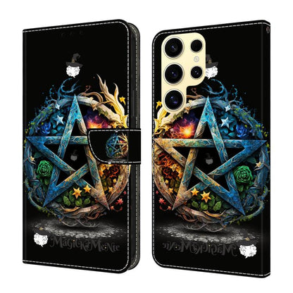 Crystal-Like Painted Vegan Leather Phone Case, For Samsung Galaxy S24 FE 5G, For Samsung Galaxy S24 Ultra 5G, For Samsung Galaxy S23 Ultra 5G, For Samsung Galaxy S23+ 5G