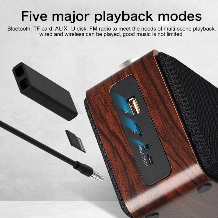 W5A Subwoofer Fabric Wooden Touch Bluetooth Speaker, Support TF Card & U Disk & 3.5mm AUX
