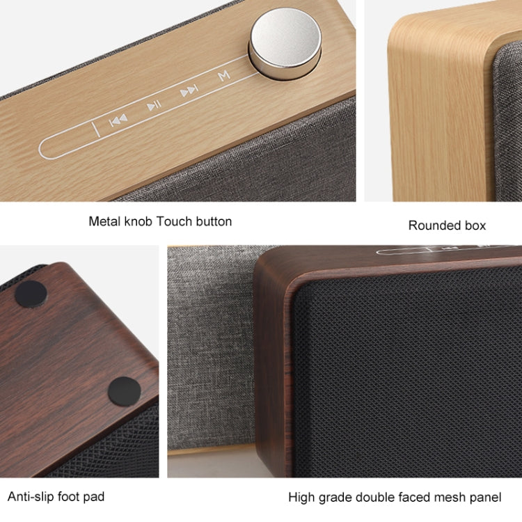 W5A Subwoofer Fabric Wooden Touch Bluetooth Speaker, Support TF Card & U Disk & 3.5mm AUX