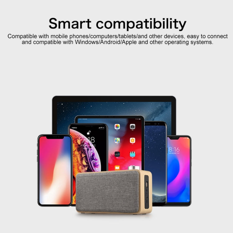 W5A Subwoofer Fabric Wooden Touch Bluetooth Speaker, Support TF Card & U Disk & 3.5mm AUX