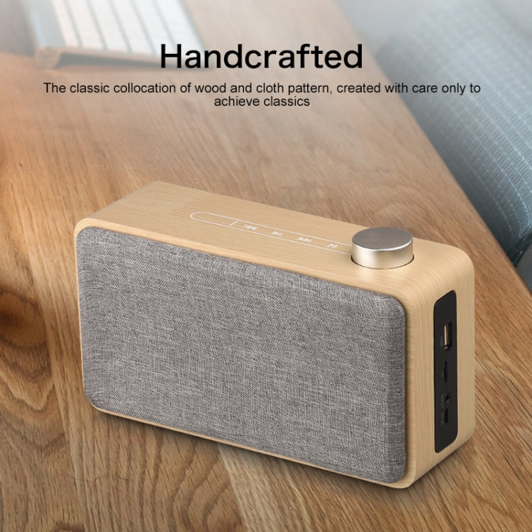 W5A Subwoofer Fabric Wooden Touch Bluetooth Speaker, Support TF Card & U Disk & 3.5mm AUX