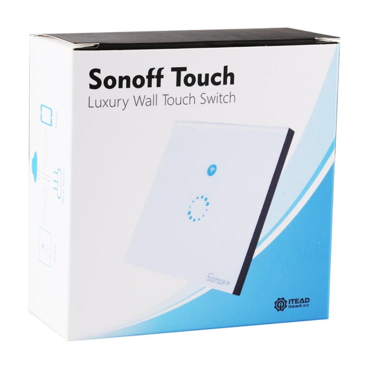 Sonoff  Touch 86mm 1 Gang Tempered Glass Panel Wall Switch Smart Home Light Touch Switch, Compatible with Alexa and Google Home, AC 90V-250V 400W 2A