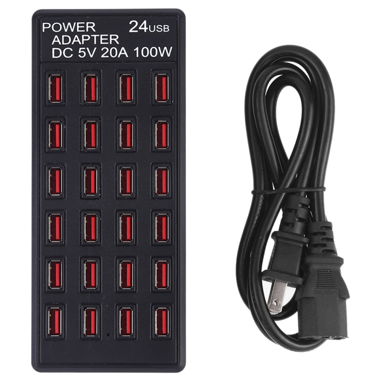 100W 24 USB Ports Fast Charger Station Smart Charger with LED Indicator AC 100-240V, US Plug