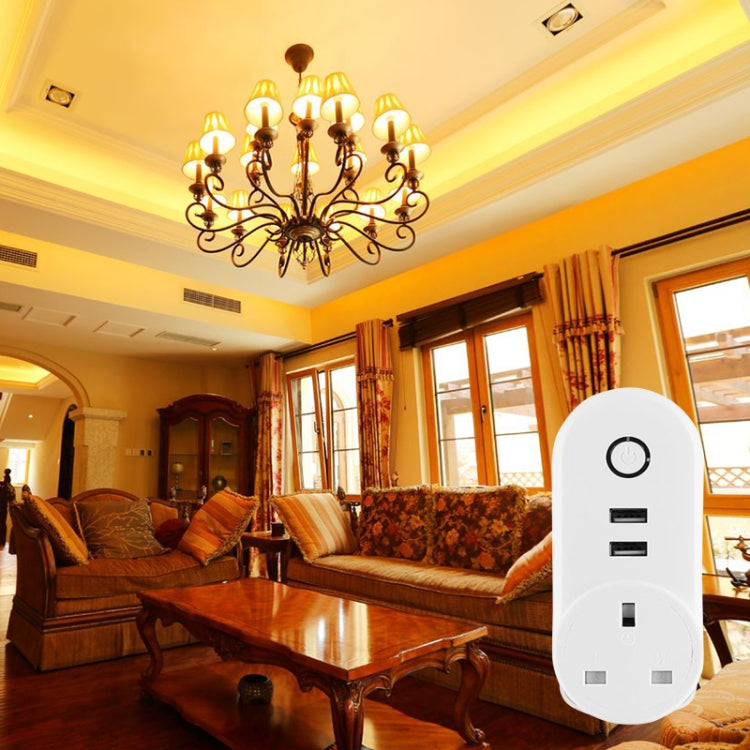 SA-002 2 USB Ports + 1 EU Socket WiFi Smart Power Plug Socket, Compatible with Alexa and Google Home, AC 110V-230V