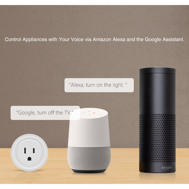 SA-003 10A Mini WiFi Plug Timing Smart Socket Works with Alexa & Google Home, AC 100-240V, US Plug